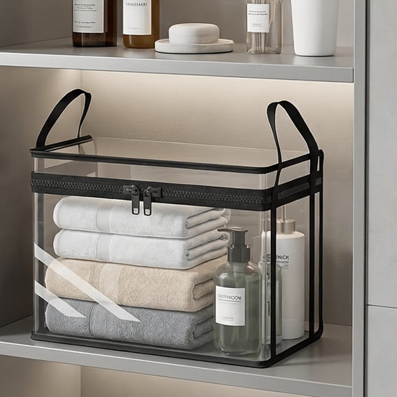 Folding Storage Boxes (With a 180° Opening Lid) - Extra-Large Capacity Storage Boxes Suitable for Home Office And Travel | Space-Saving Transparent Storage Containers for Books