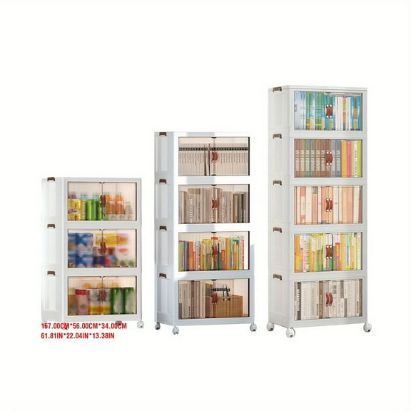 Folding Storage Cabinet Space Saving Multifunctional Plastic Wardrobe 5 Layers