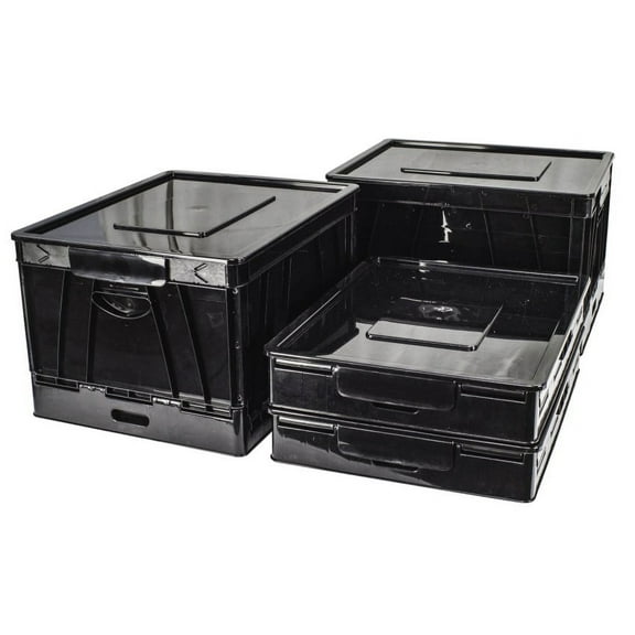 Folding Storage Cube with Lid, Black (Case of 4)