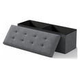 thumbnail image 1 of Folding Storage Ottoman, 43 Inch Linen Footrest, Multi-Purpose Storage Bench, End of Bed Organizer for Living Room & Bedroom - Dark Gray, 1 of 8