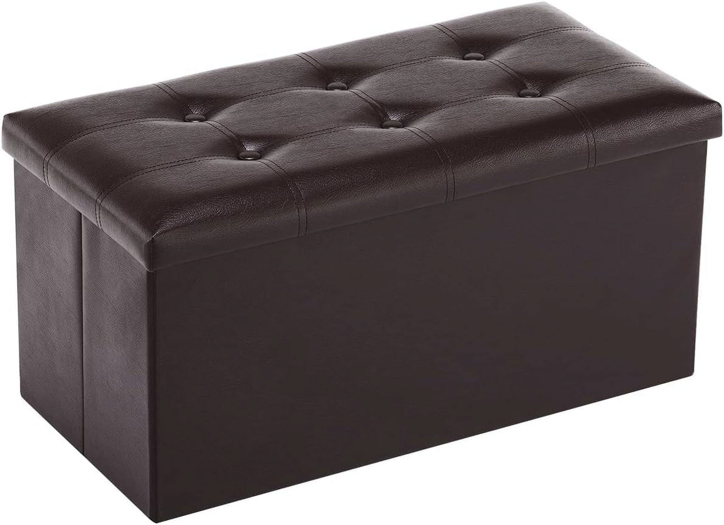 Folding Storage Ottoman Bench, 30 inch Faux Leather Footrest Couch for ...