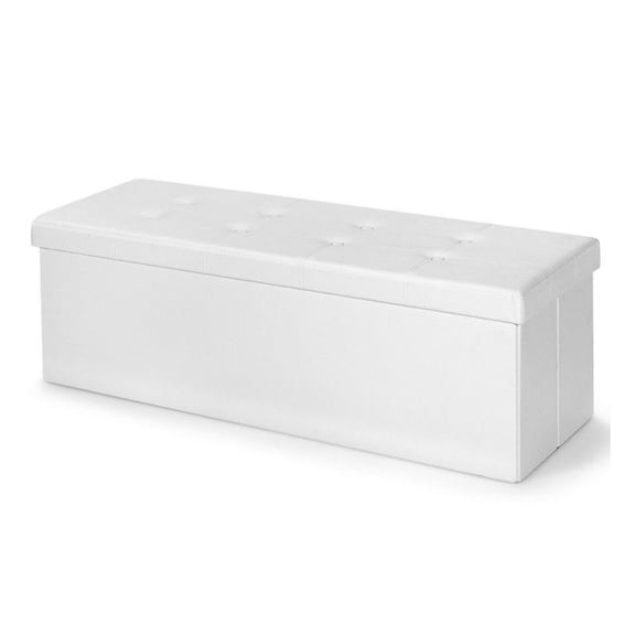 Folding Storage Ottoman Bench 45 Inch, Memory Foam, Large Capacity, PVC Leather