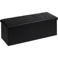 thumbnail image 1 of Folding Storage Ottoman Bench, Black Faux Leather Long Chest with Tray, Footrest Seat, Blanket Storage for Living Room Bedroom Office Hallway, 43.3"x15"x15", 1 of 16