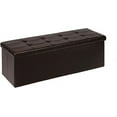 thumbnail image 1 of Folding Storage Ottoman Bench, Brown Faux Leather Long Storage Chest Footstool Seat, Storage Bench for Bedroom and Hallway, 43.3"x15.7"x15.7", 1 of 16