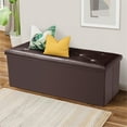 Lusimo 43 Inch Folding Storage Ottoman Bench Faux Leather Foot Rest