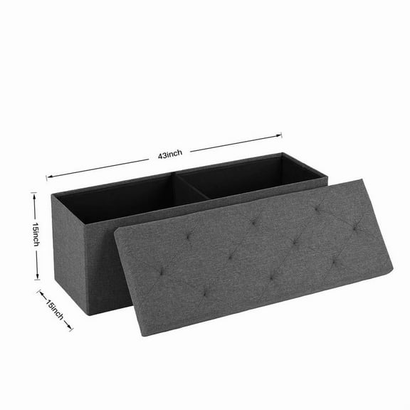 Folding Storage Ottoman Bench, Foot Rest Stool with Padded Seat, Large Toy Box Storage Chest with Seatin, Holds up to 660 lb-Grey