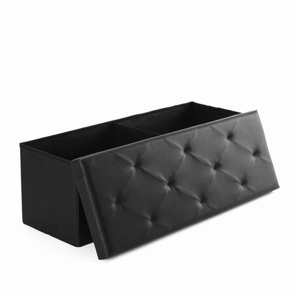 Folding Storage Ottoman Bench, Foot Rest Stool with Padded Seat, Large Toy Box Storage Chest with Seatin, Holds up to 660 lb-Grey