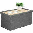 thumbnail image 1 of Folding Storage Ottoman Bench with Lid Tray 30 inches Ottoman Coffee Table Grey Cube Chair Foot Rest Stool Storage Chest for Living Room Bedroom Holds up to 550 lb, 1 of 10