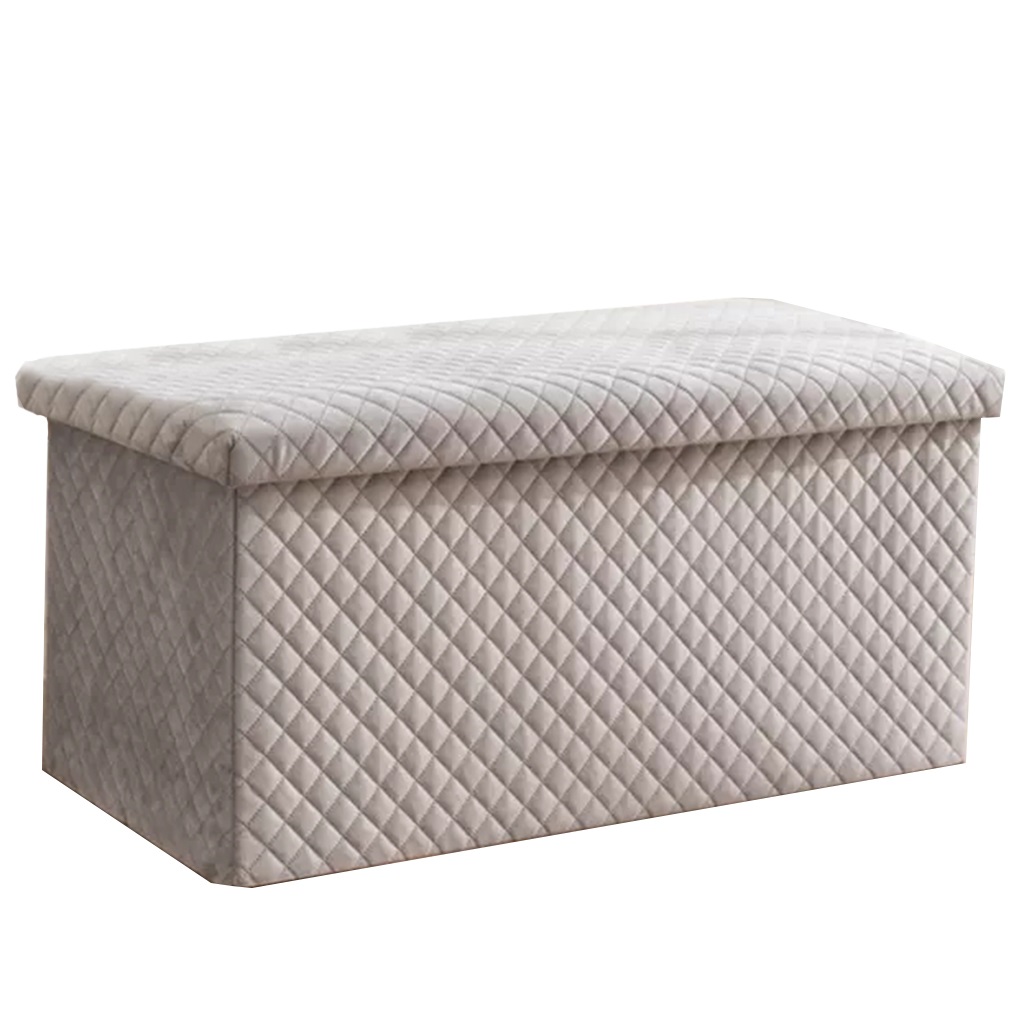 Folding Storage Ottoman Bench,Velvet Foot Stool Ottoman With Storage ...