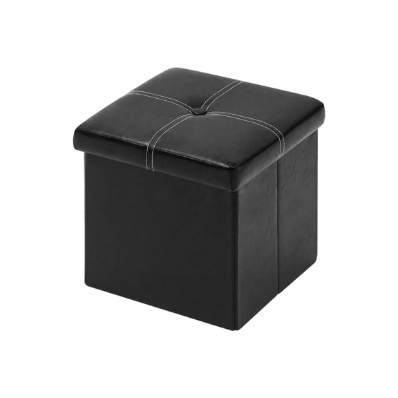Folding Storage Ottoman Cube, Faux Leather Footrest Seat Coffee Table, Brown 11.8"x11.8"x11.8"