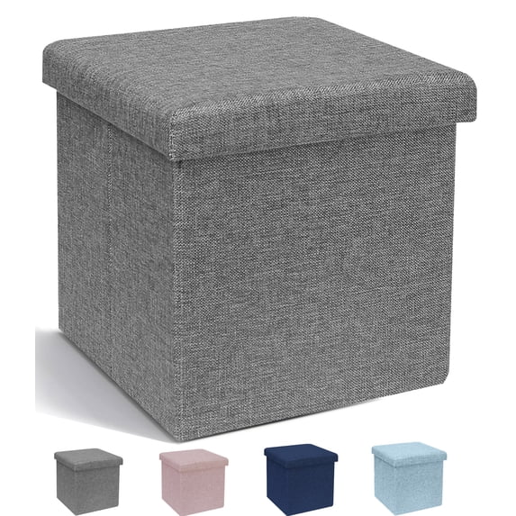 Collapsible Storage Ottoman Foot Rest, Gray