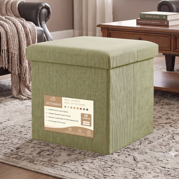 Folding Storage Ottoman Cube Space-Saving Storage Toy Box Foot Rest Stool Seat 11.8"