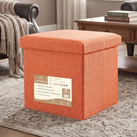Folding Storage Ottoman Cube Space-Saving Storage Toy Box Foot Rest Stool Seat 11.8"