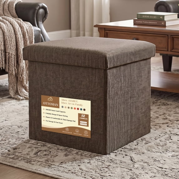 Folding Storage Ottoman Cube Space-Saving Storage Toy Box Foot Rest Stool Seat 11.8"