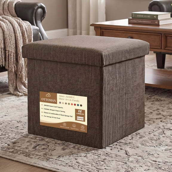 Folding Storage Ottoman Cube Space-Saving Storage Toy Box Foot Rest Stool Seat 11.8"