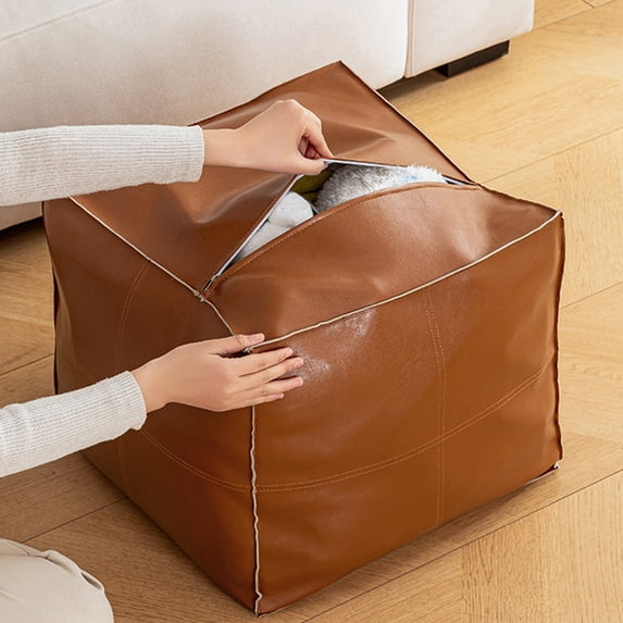 Folding Storage Ottoman Footstool, Large Capacity Clothes Toy Organizer, Multi-Functional Seat for Shoe Changing, Soft Fabric for Home Living Room Lazy Sofa