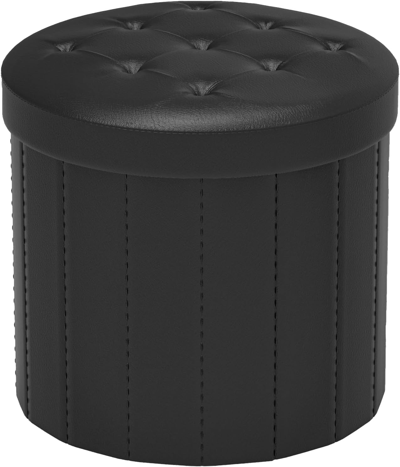 Foldable Storage Ottoman Footrest - 17x13x13 Inch, Oil Waxed Leather, Holds 350 Lbs, Hidden Compartment For Living Room, Bedroom