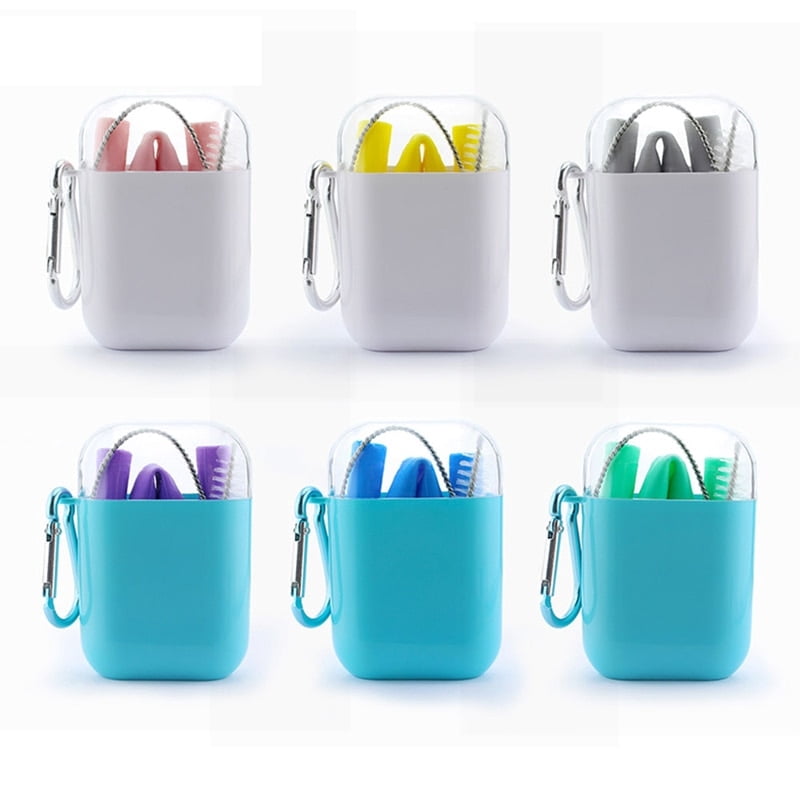 Folding Straw Reusable Silicone Set - Walmart.com