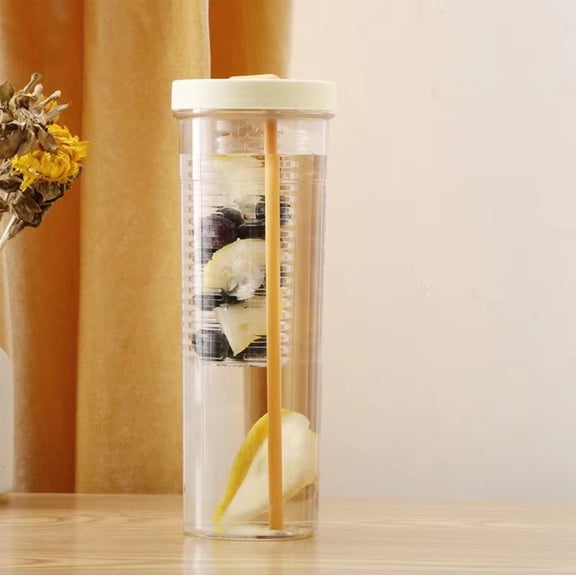 Folding Straw Water Bottle Portable Cup,Transparent Leakproof Sports Drink Container,Reusable Hydration Tea Separator Mug,Outdoor Gym Travel Water Bottle,Lightweight Portable Beverage Flask