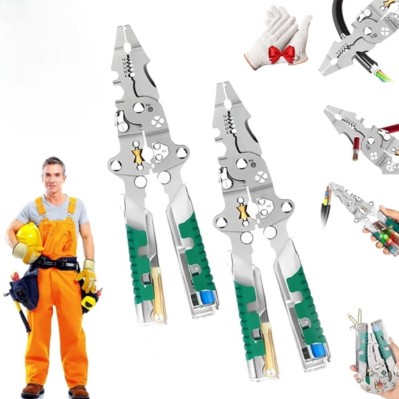 Folding Stylus Screwdriver Wire Stripper,18 In 1 Foldable Ｗire Stripper, Foldable Alloy Steel Multitool with Insulated-Grip Handles Wire Stripper Cutter Built-In Voltage Tester Screwdriver