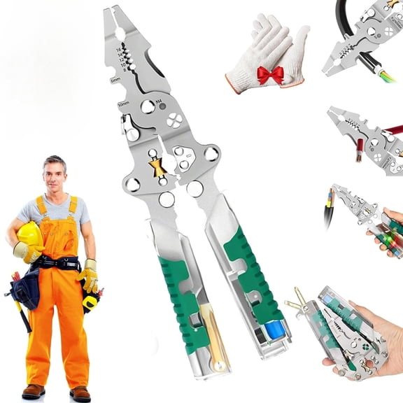 Folding Stylus Screwdriver Wire Stripper,18 In 1 Foldable Ｗire Stripper, Foldable Alloy Steel Multitool with Insulated-Grip Handles Wire Stripper Cutter Built-In Voltage Tester Screwdriver