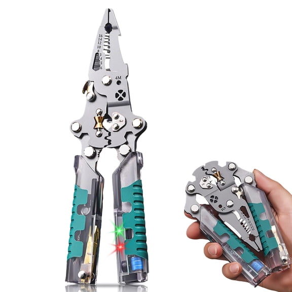 Folding Stylus Screwdriver Wire Stripper, 18-in-1 Multifunctional Tuvilo Electrical Pliers, Chrome Vanadium Steel, Wire Cutter with Electricity Tester, Crimper, Cable Splitter for Electrical Work