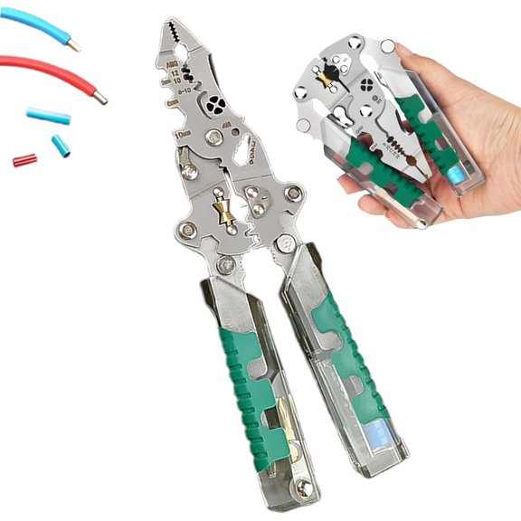 Folding Stylus Screwdriver Wire Stripper with Voltage Tester,Electric Wire Strippers with Non-Slip Handles for Electricians. Multi-Purpose Electrical Pliers for Home and Work Use
