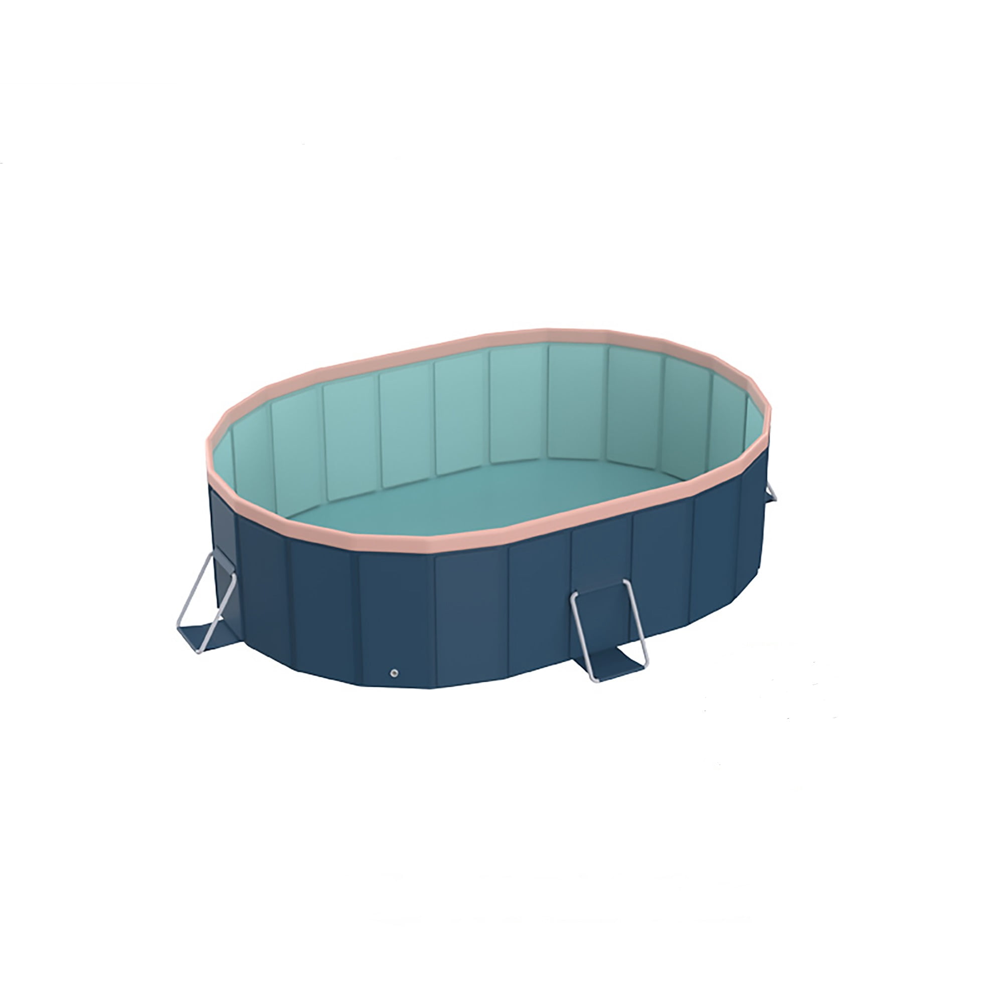 Folding Swimming Pool, 1.8m PVC Portable Outdoor Pool for Patio Beach Garden Backyard Summer Water Fun, Blue Gray