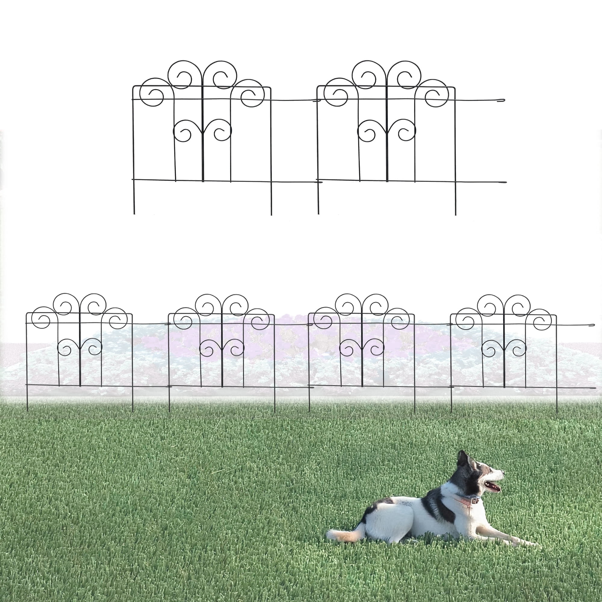 Glamos Wire 16 inch Folding Swirl Top Fence Metal Decorative Border 5 Pack 28 Feet Total