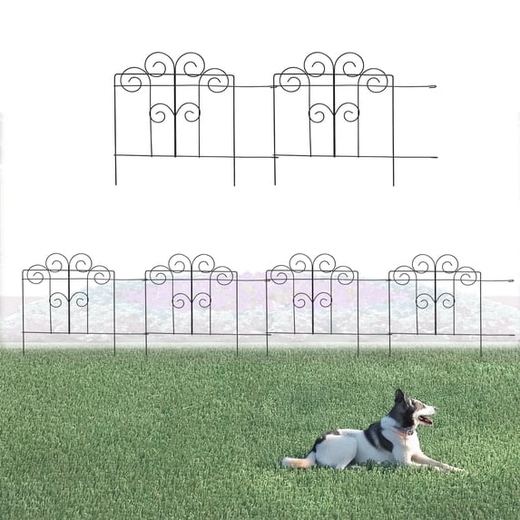 Glamos Wire 16 inch Folding Swirl Top Fence Metal Decorative Border 5 Pack 28 Feet Total