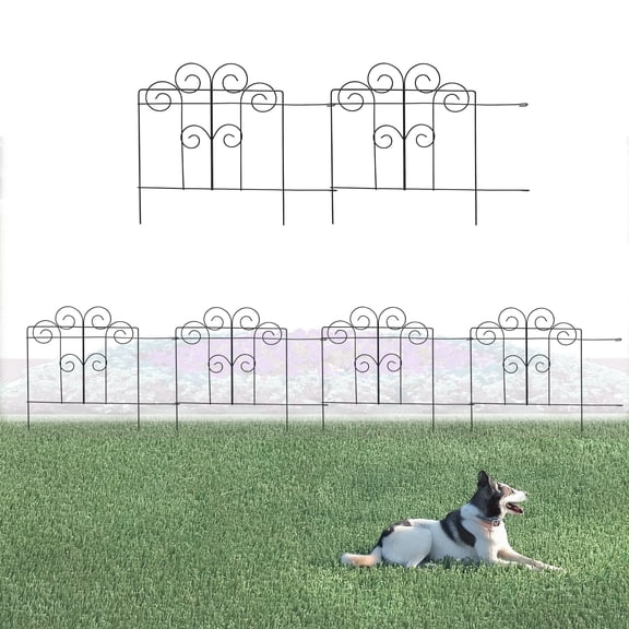Glamos Wire 16 inch Folding Swirl Top Fence Metal Decorative Border 5 Pack 25 Feet Total