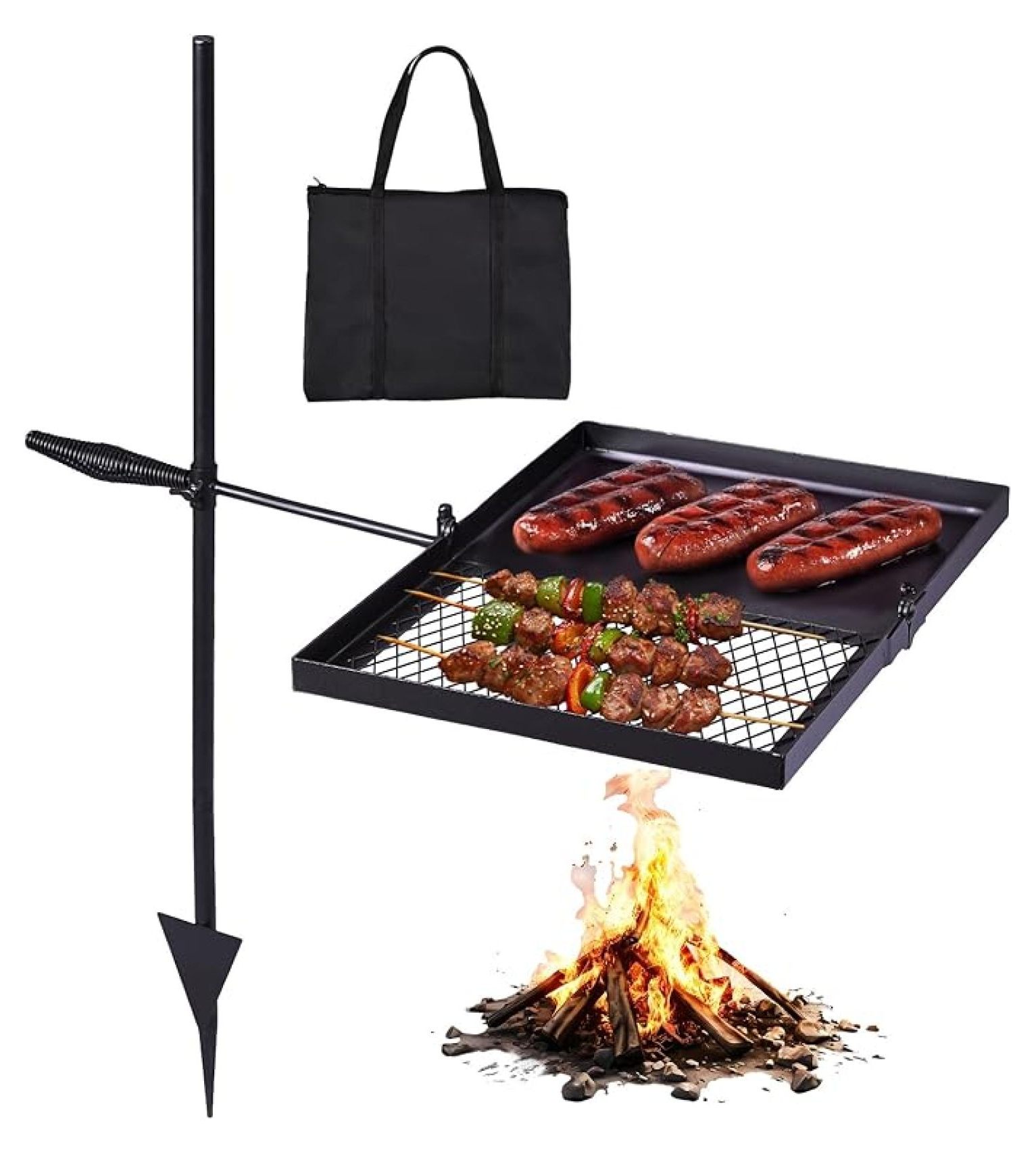 Folding Swivel Campfire Grill, Portable Cooking Grate over ...
