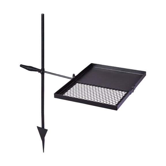 Folding Swivel Campfire Grill, Portable Lightweight Fire Pit Cooking Grate with Carry Bag for Outdoor Camping BBQ, Black