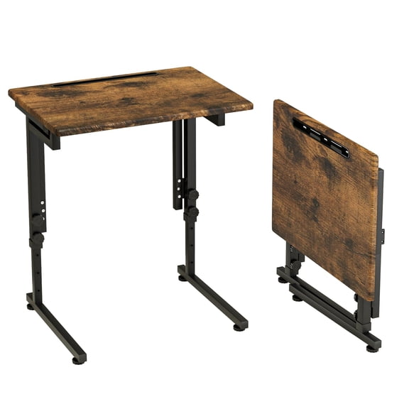 Folding TV Tray Table,Adjustable TV Dinner Table with Sturdy MDF Top,Eating Trays for Living Room with No Assembly Required