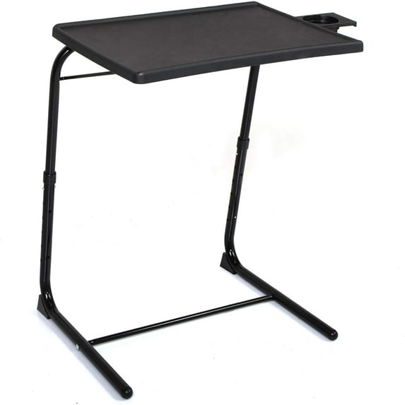 Folding TV Tray Table - Comfortable TV Dinner Tray On Bed & Sofa, Computer, Conference, Office Study Desk with 6 Height Angle Adjustments Black