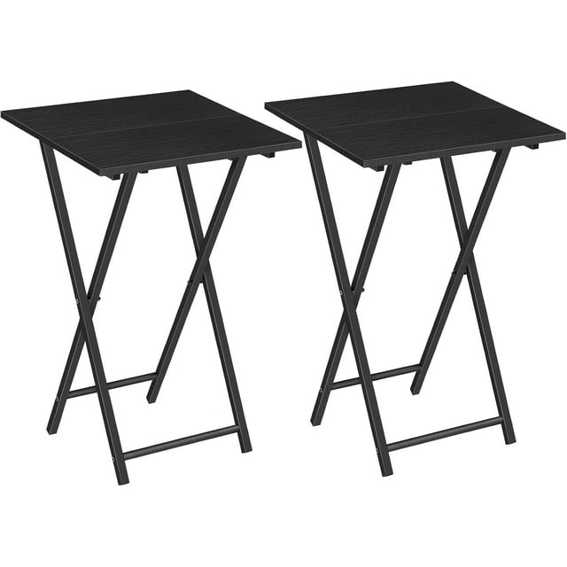 Folding TV Tray Table, Set of 2, Wooden TV Tray, Portable Sofa Side