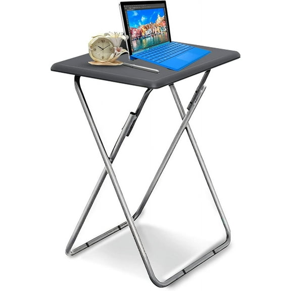 Folding TV Tray Table/TV Dinner Trays Tables for Eating,Stable Tv Trays Table 25In, Folding Tray Side Table, Foldable Snack Tables for Bed & Sofa, 15 x 18.9 x 26 in (Grey)