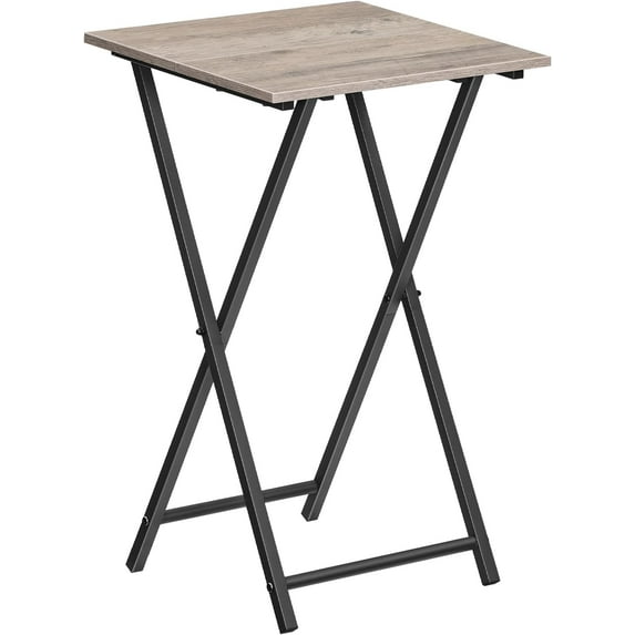 Folding TV Tray Table, Wooden TV Tray, Portable Sofa Side Snack Table, Industrial Desk for Small Spaces, Space-Saving, Easy to Install and Fold, Greige and Black BG27BZ01