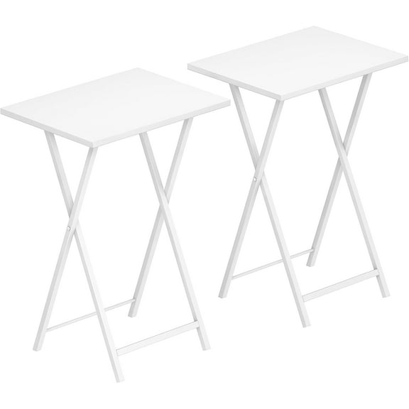 Folding TV Tray Tables, Set of 2 Side Table for Small Space, Industrial Snack Tables for Eating at Couch, Stable Metal Frame, Easy Assembly, Space Saving, Greige and Black BG25BZ01