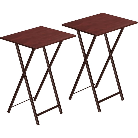 Folding TV Tray Tables, Set of 2 Side Table for Small Space, Industrial Snack Tables for Eating at Couch, Stable Metal Frame, Easy Assembly, Space Saving