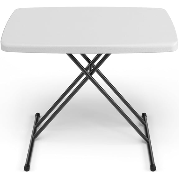Folding Table 30 Inch - Small Desk Adjustable Height TV Tray for Laptop, Couch, Camping - Heavy Duty Utility Foldable Table for Small Spaces, No Assembly Required, Snowy Granite