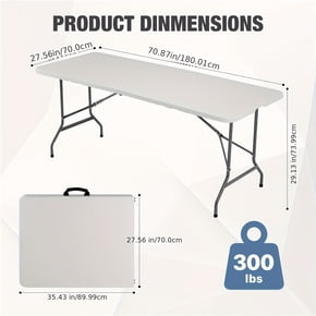 6-Foot Height Adjustable Plastic Folding Table