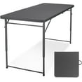 thumbnail image 1 of Folding Table 4 Foot, Portable Plastic Card Heavy Duty Fold-in-Half Small Foldable Table, Indoor Outdoor Adjustable Height Folding Table with Carrying Handle for Picnic, Camping, Party, Grey, 1 of 16