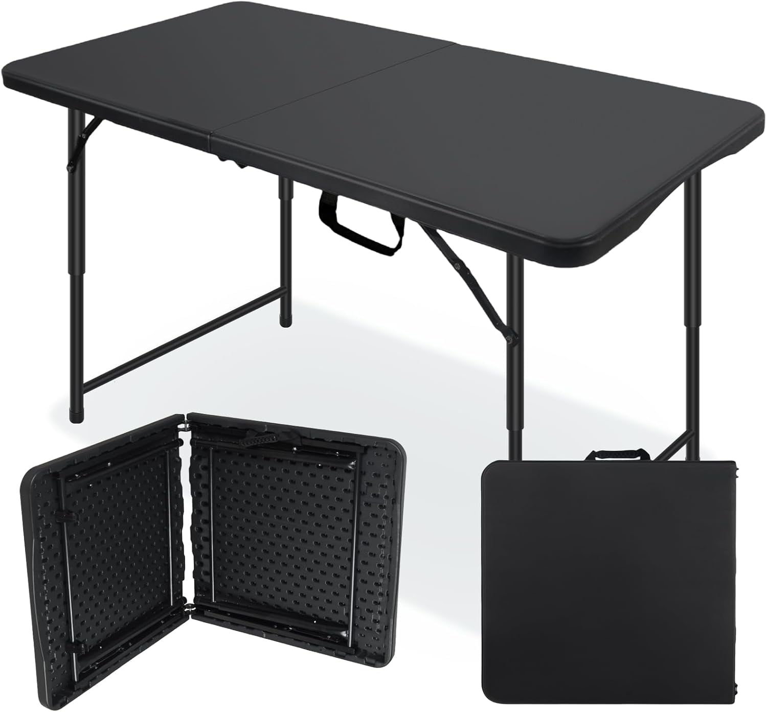 Folding Table 4 Foot,Portable Plastic Fold-in-Half Heavy Duty Picnic ...