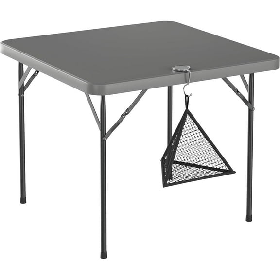 Folding Table 4 Foot with Mesh Bag, Indoor Outdoor Heavy-Duty Portable w/Handle,Fold-in-Half for Picnic, Party, Camping, Matte White