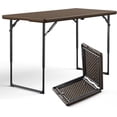thumbnail image 1 of Heavy Duty 4ft Fold-in-Half Adjustable Height Plastic Utility Table with Steel Legs for Indoor Outdoor Picnic Camping Dining Party White, 1 of 10
