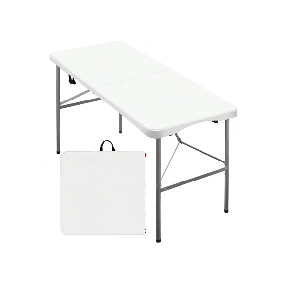 4ft Heavy Duty Folding Table, Plastic Square Card Table for Indoor Outdoor Party & Camping, White. Perfect Gift For 2026.
