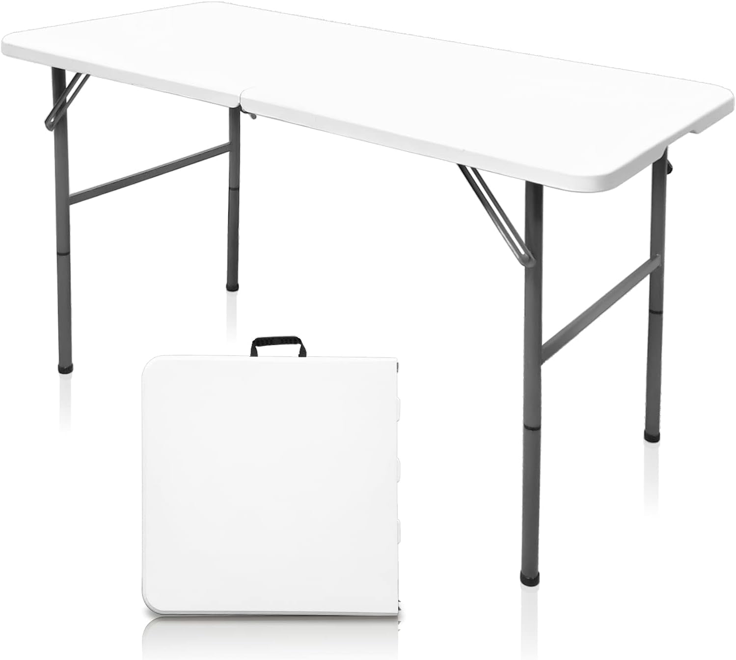 4-Foot White Adjustable Height Folding Plastic Table