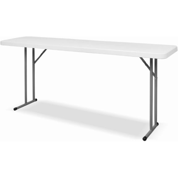 Folding Table 5FT, Heavy Duty Foldable Table for Indoor Outdoor Use, HDPE Rectangle Narrow Folding Table for Seminar, Home Office, Buffet, Camping, Party, White