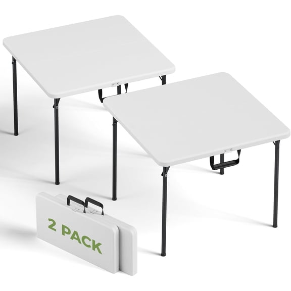 Folding Table, 6 FT Foldable Plastic Table with Carrying Handle, Heavy Duty Portable Fold-in-Half Utility Table for Party, Camping, Banquet, Craft, Wedding, Indoor & Outdoor Use